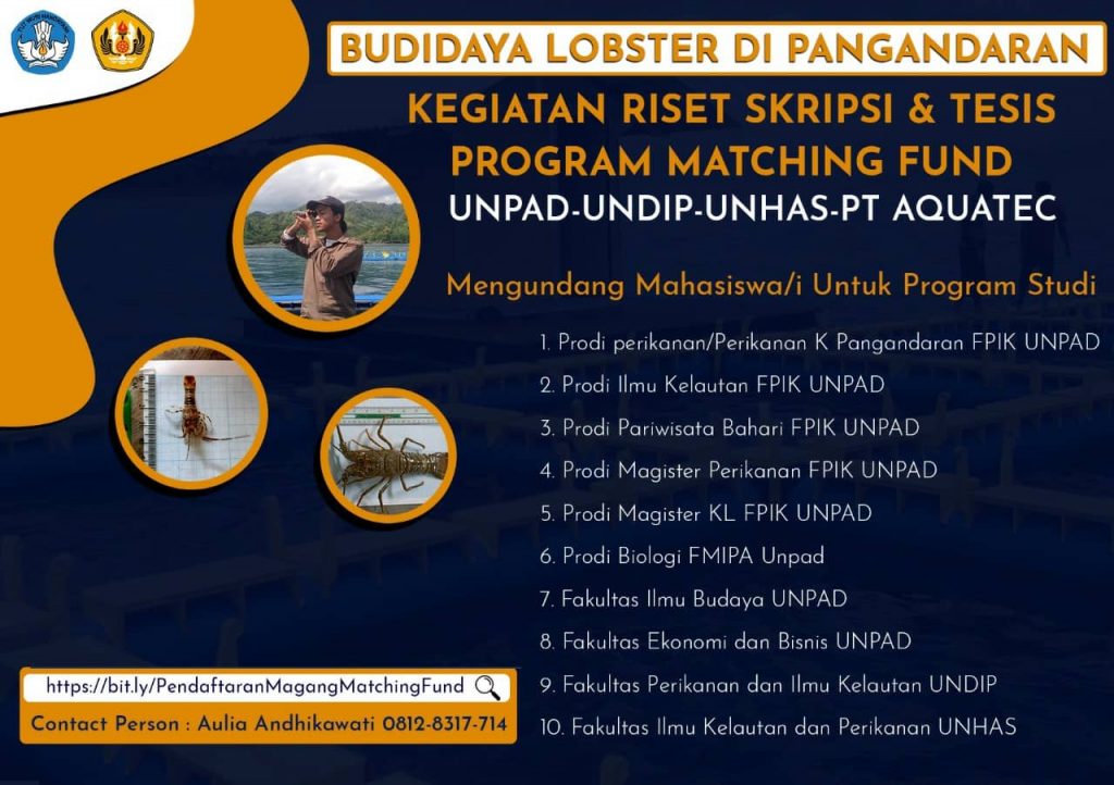 Budidaya Lobster di Pangandaran: Kegiatan Riset Skripsi & Tesis Program Matching Fund (UNPAD-UNDIP-UNHAS-PT AQUATEC)